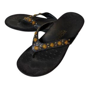 Vionic Black and Gold Studded Sandals Sz 7